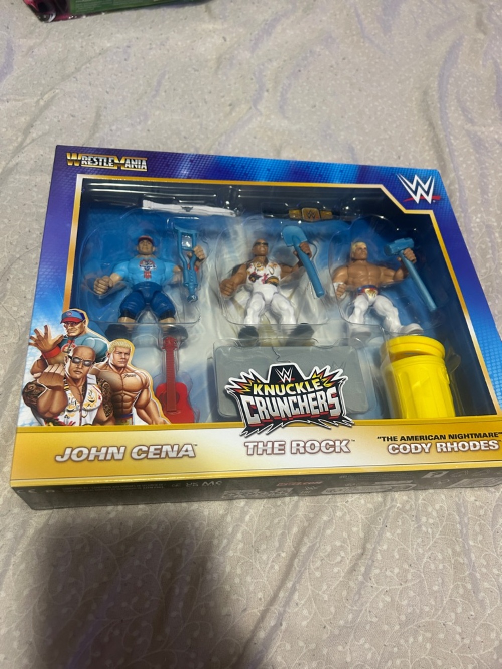 WWE Knuckle Crunchers Blue, White & Yellow 3-Figure Pack